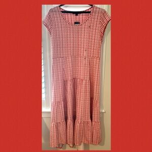 Tommy Hilfiger Red and White Patterned Midi Dress